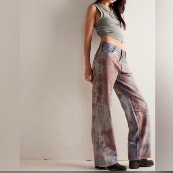 Free People We The Free Aurora Mid Rise Straight Jeans in Starlet sz 24 NWT - Picture 4 of 11